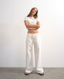 Topshop low rise wide leg jean in bone