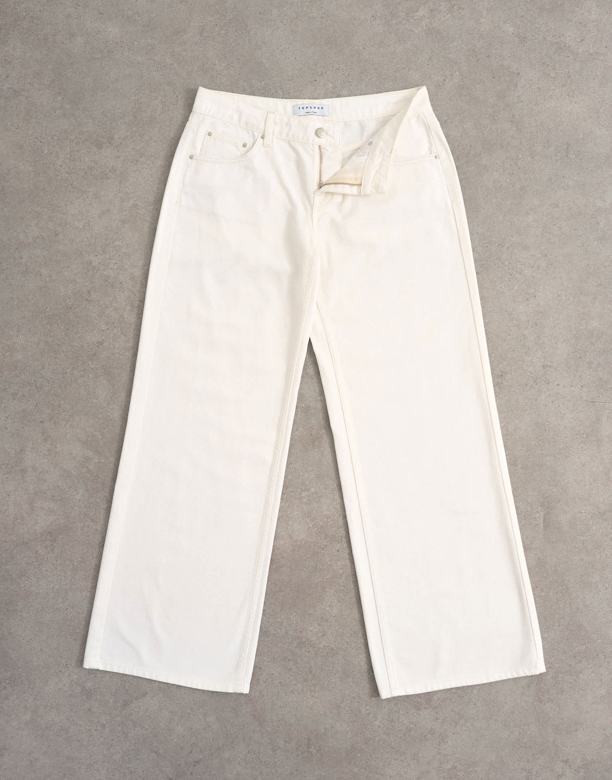 Topshop low rise wide leg jean in bone