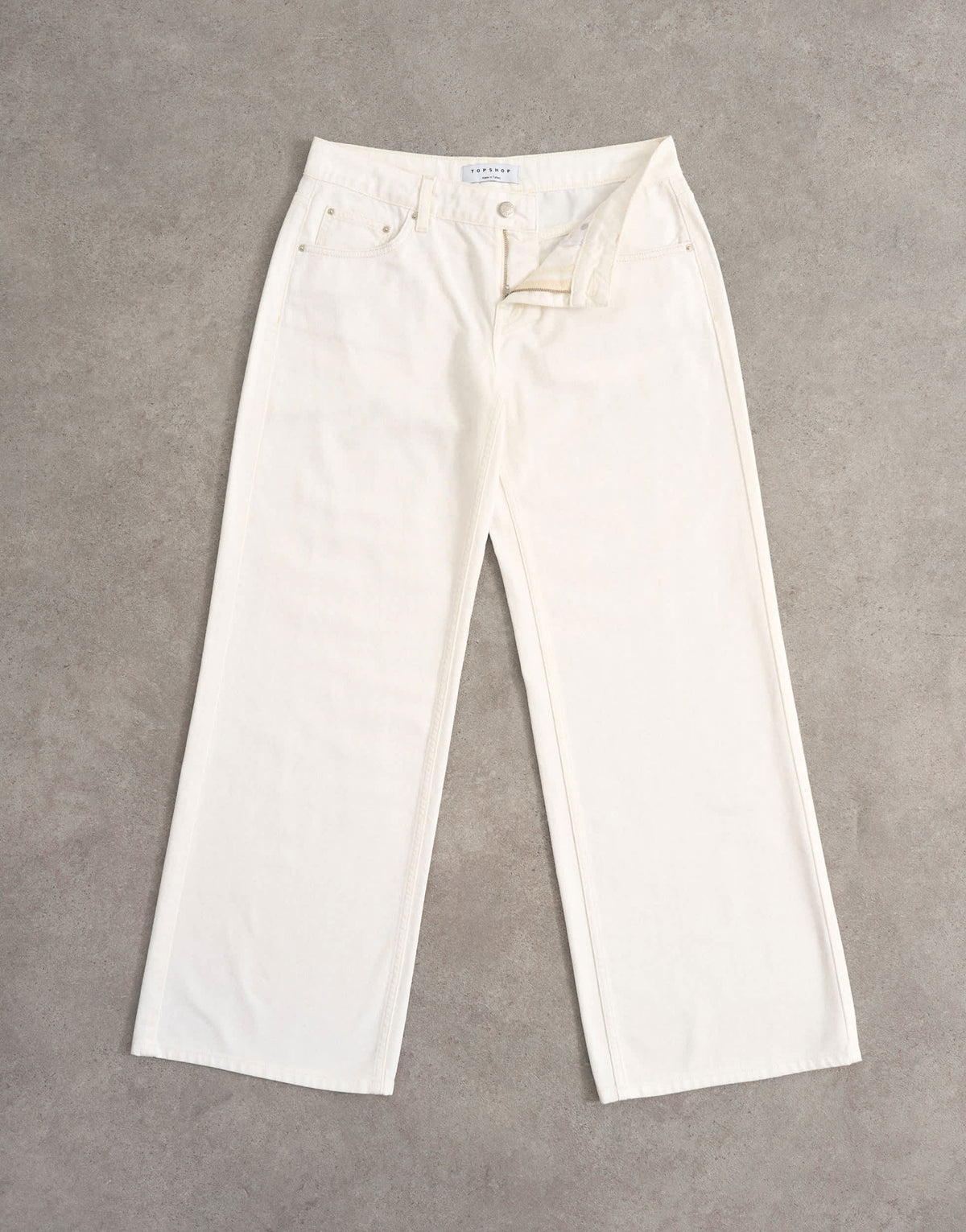 Topshop low rise wide leg jean in bone