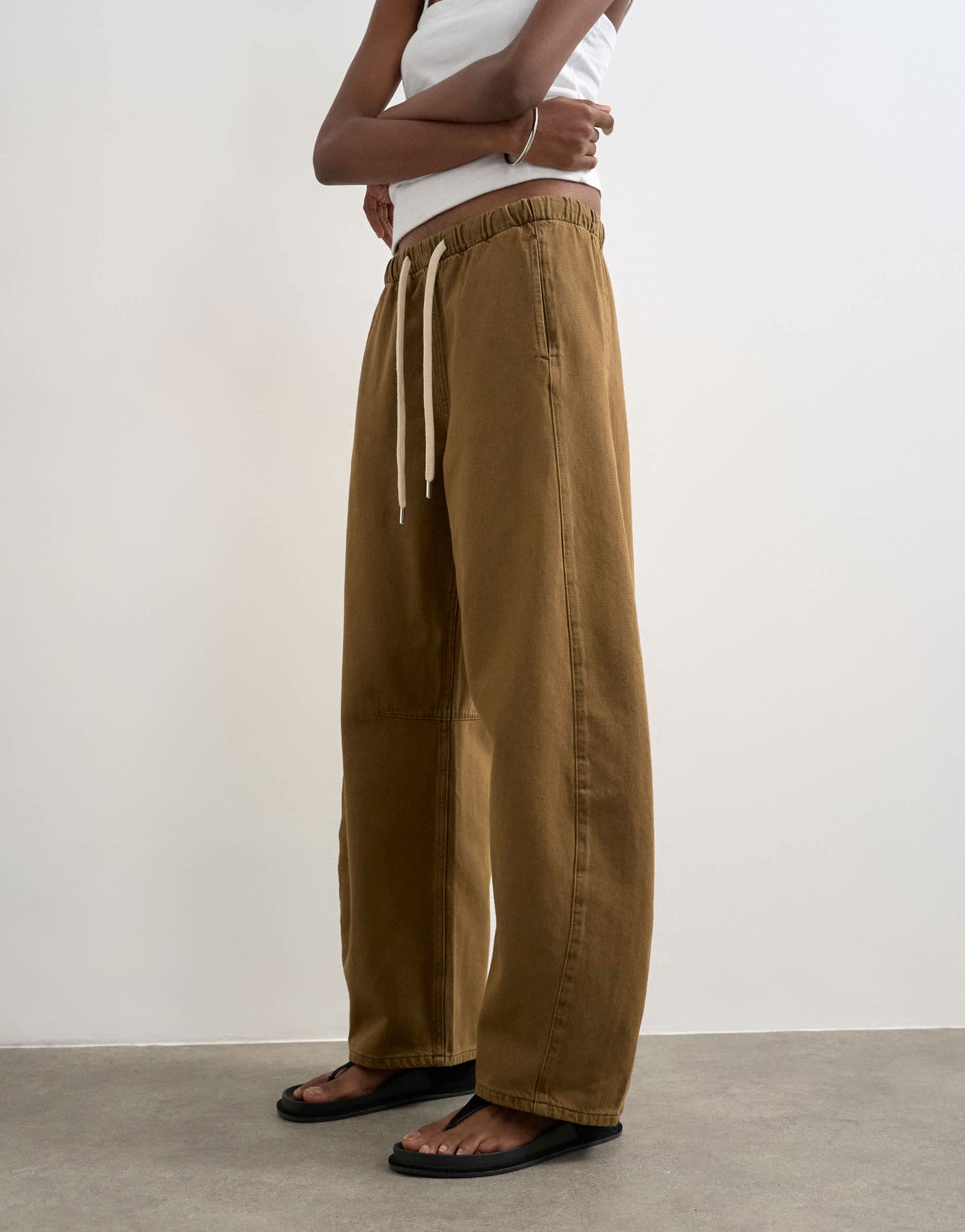 Topshop pull on barrel jean in cumin