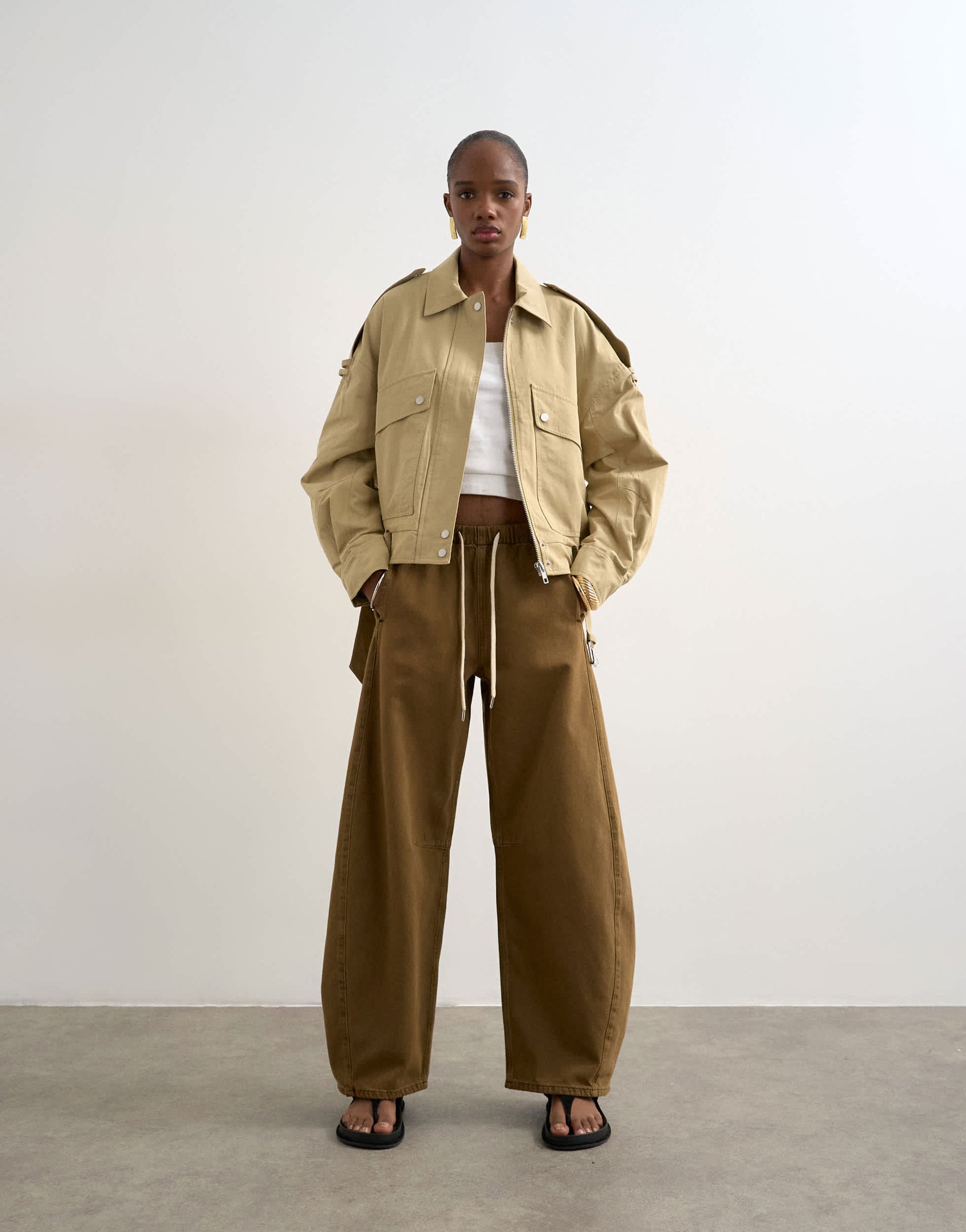 Topshop pull on barrel jean in cumin