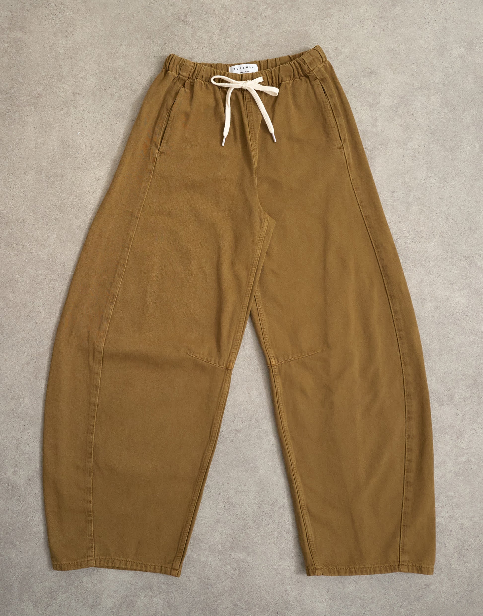 Topshop pull on barrel jean in cumin