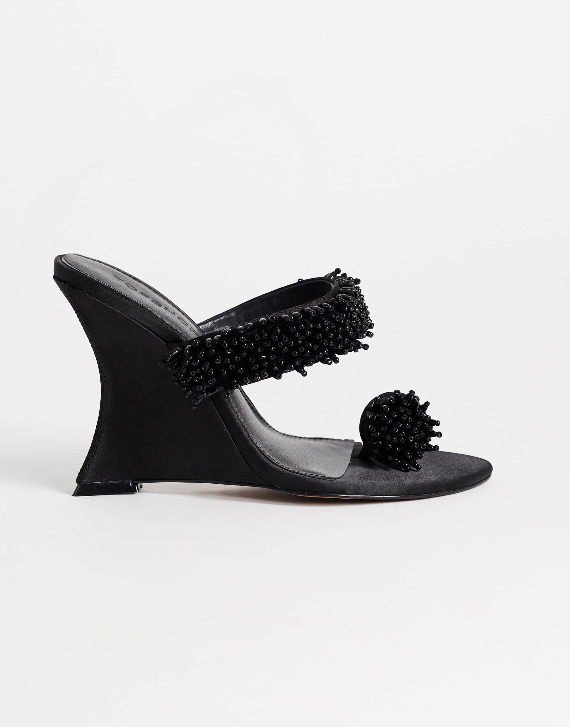 Topshop Nico wedge mule with embellishment in black 