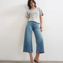 Topshop light weight wide crop jean in bleach