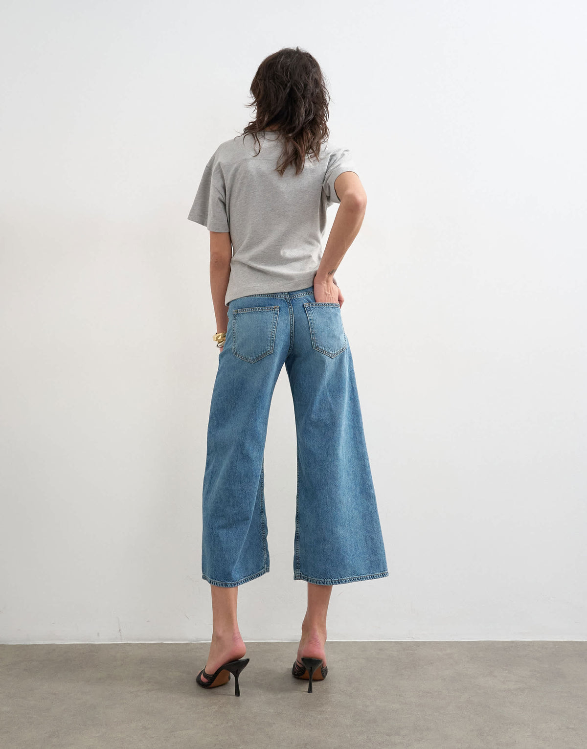 Topshop light weight wide crop jean in bleach