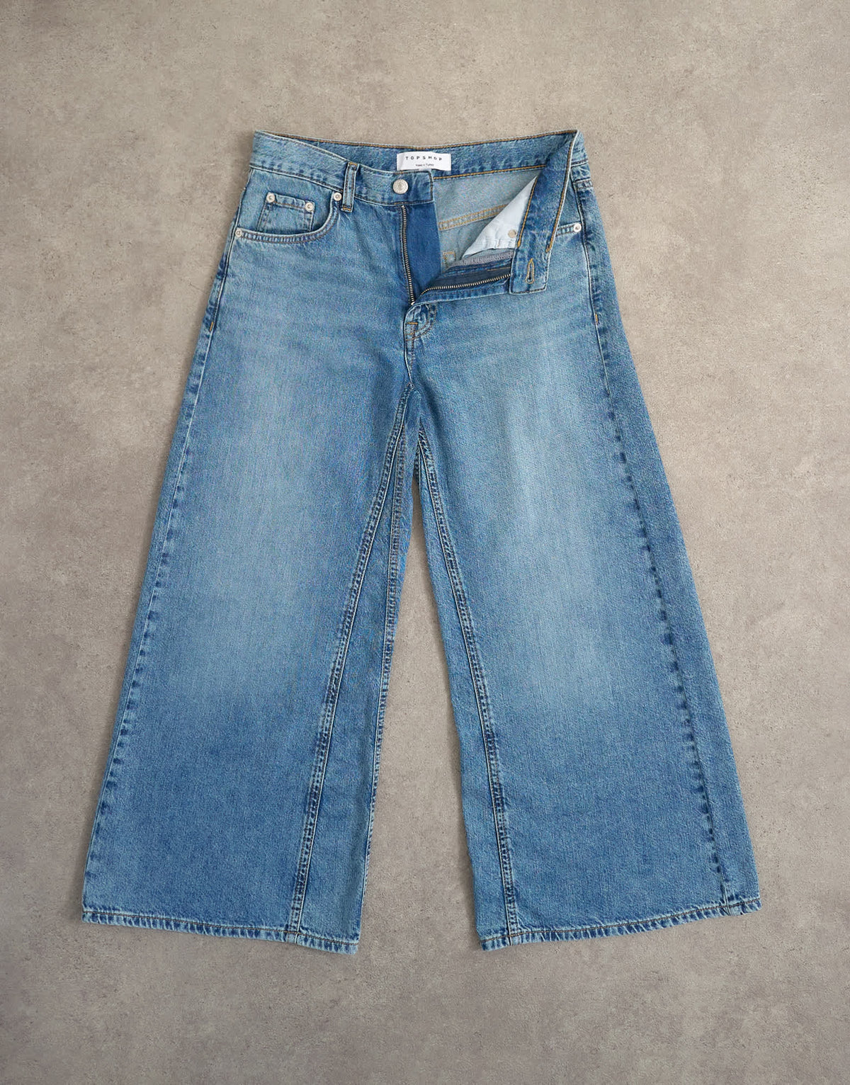 Topshop light weight wide crop jean in bleach