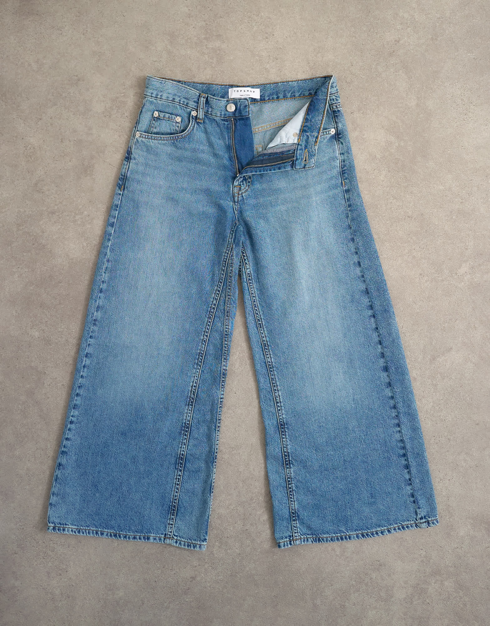 Topshop light weight wide crop jean in bleach