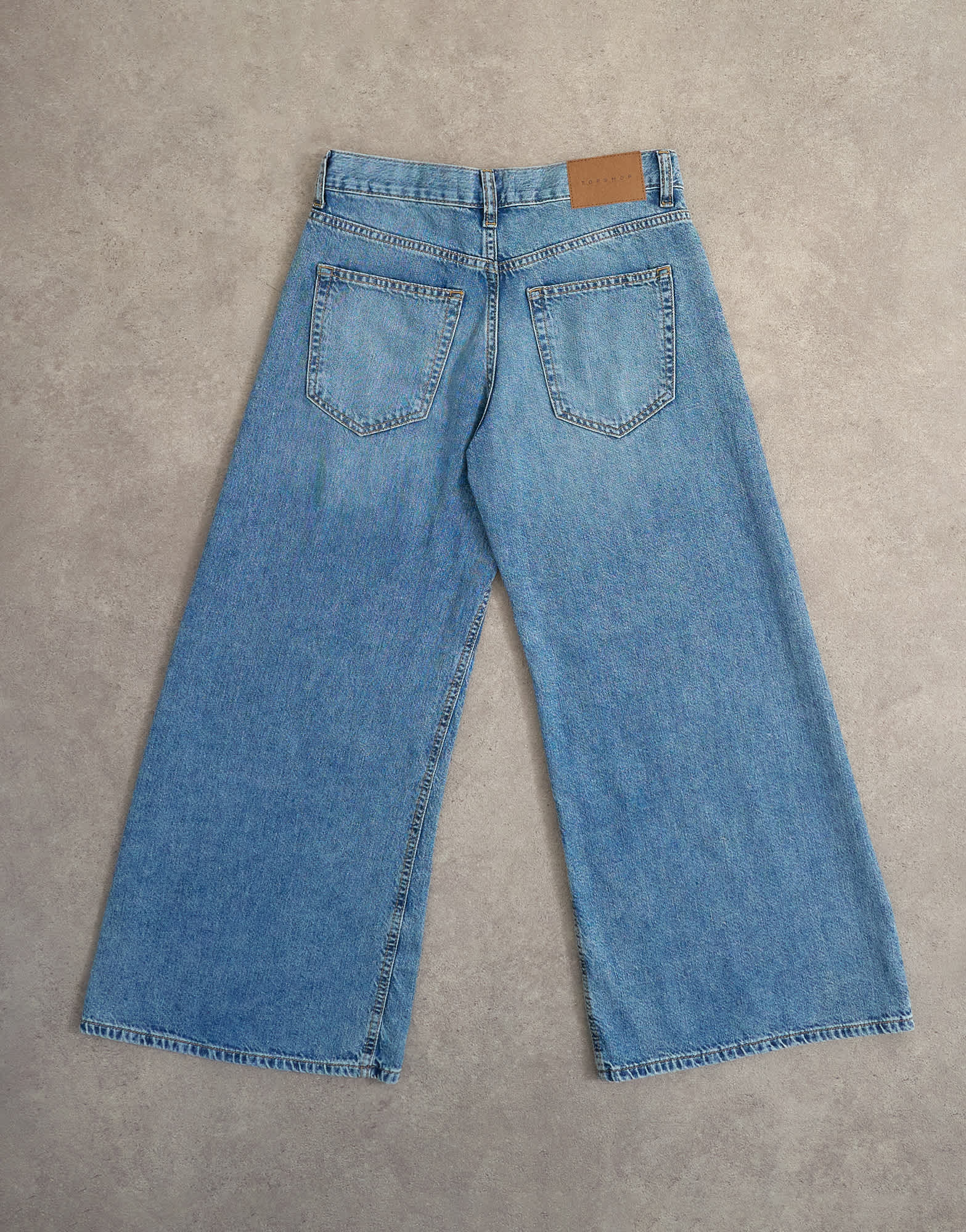 Topshop light weight wide crop jean in bleach