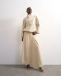 Topshop denim asymmetric dropped waist maxi skirt in ecru stripe