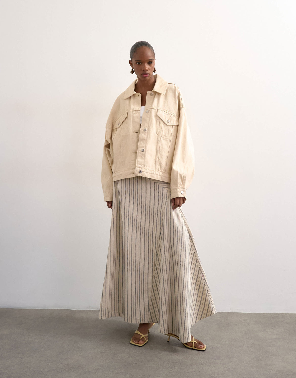 Topshop denim balloon jacket in natural