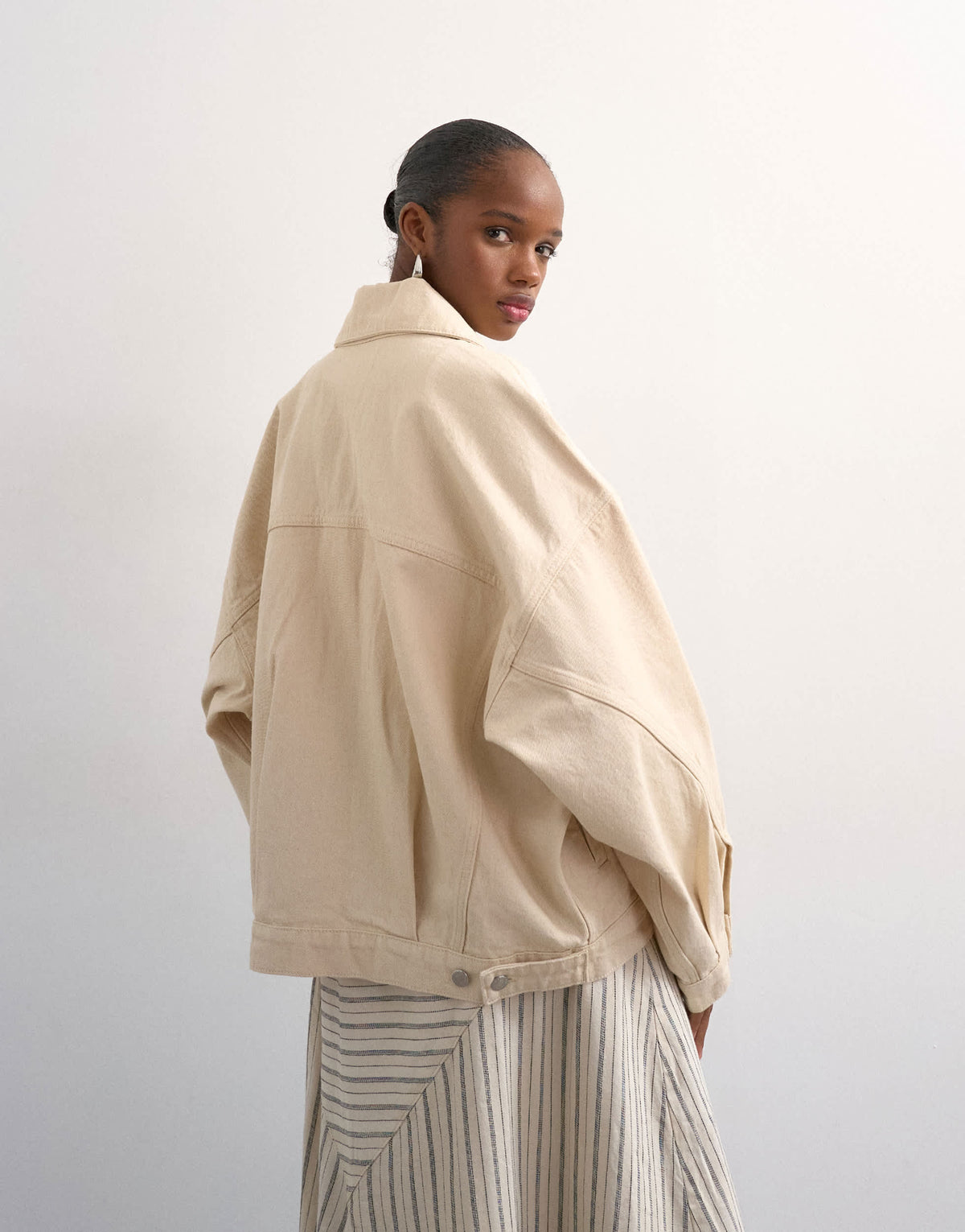 Topshop denim balloon jacket in natural