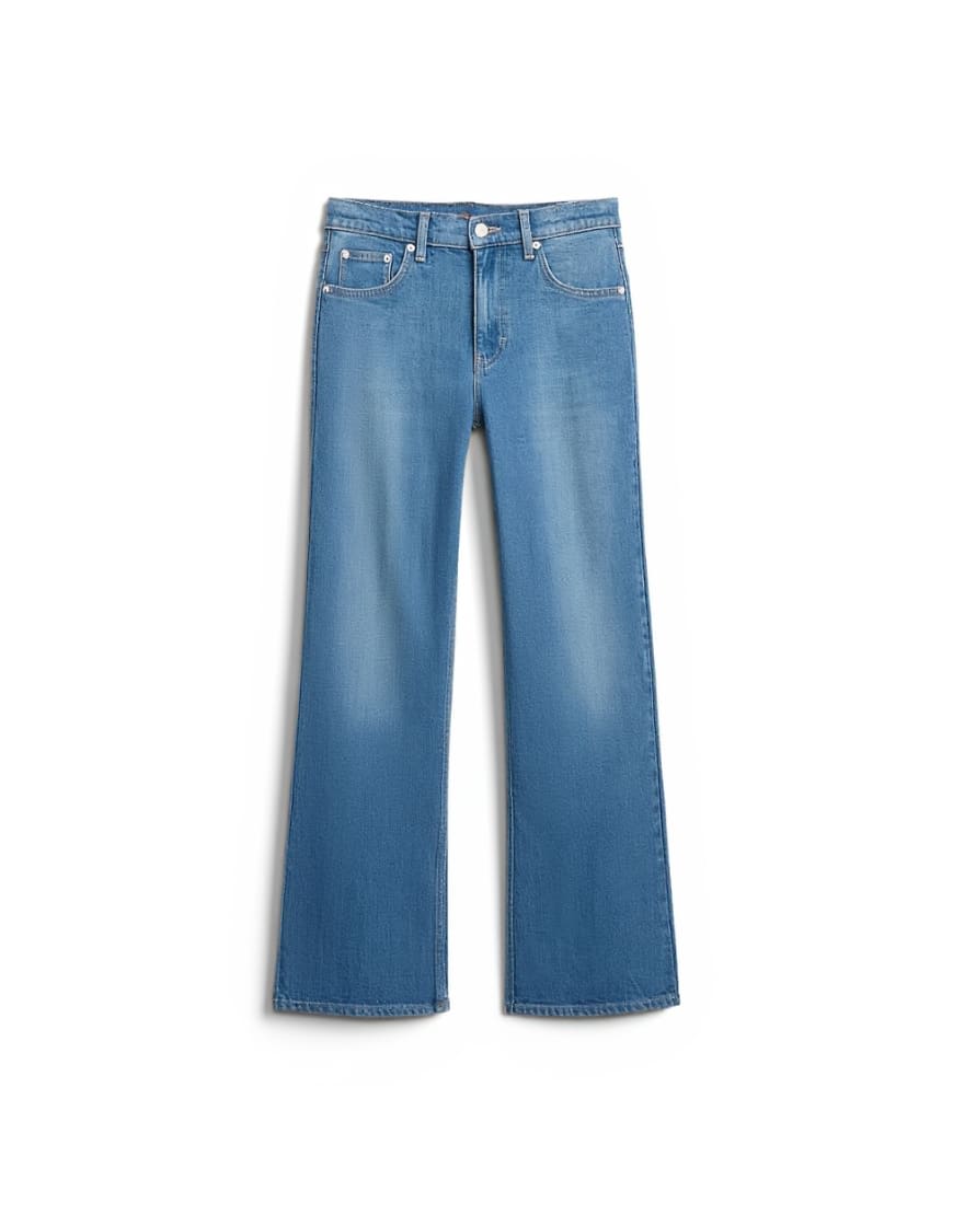 Topshop cropped kick flare in mid blue