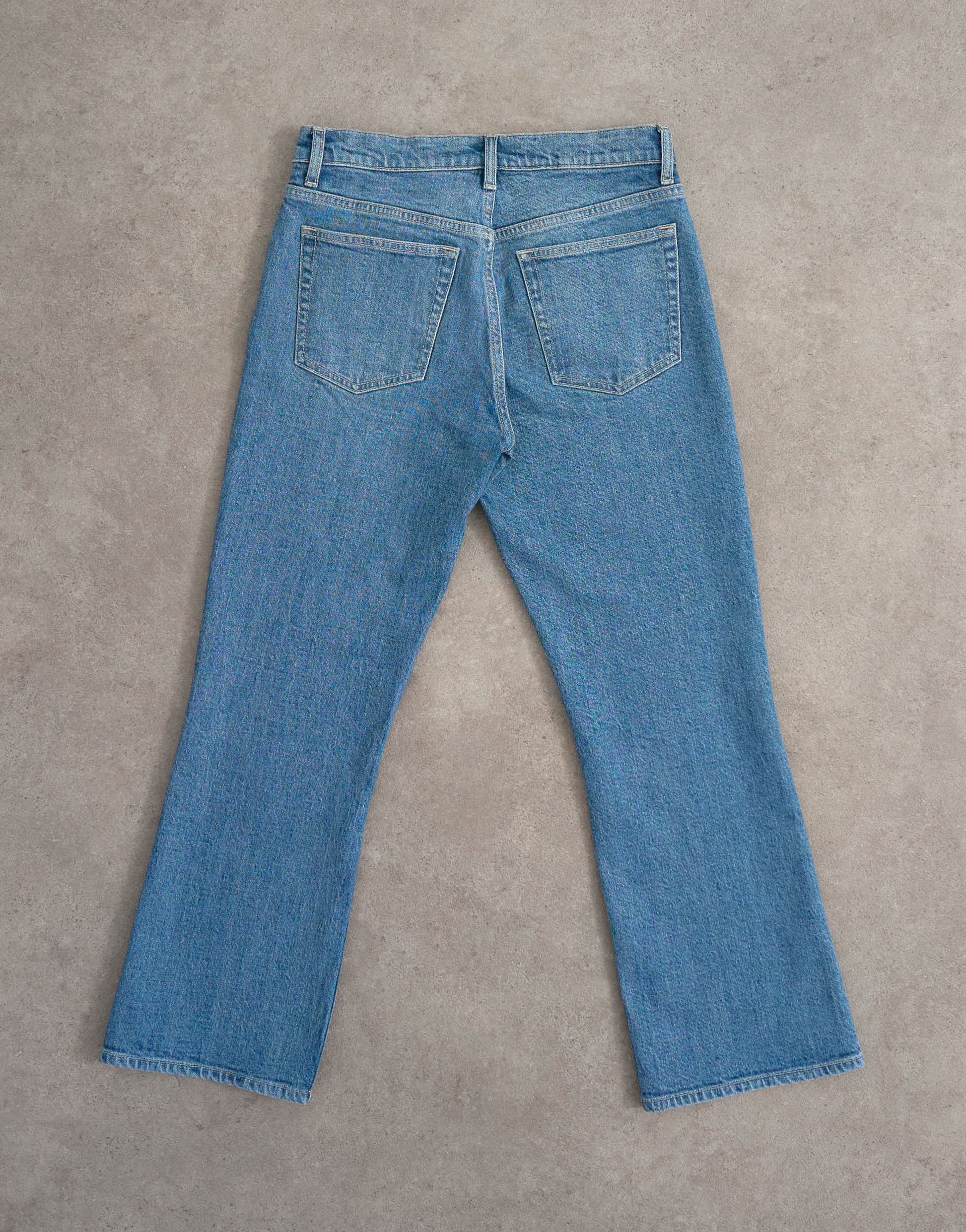 Topshop cropped kick flare in mid blue