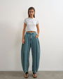 Topshop Cocoon mid rise barrel jean in green cast