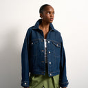 Topshop denim balloon jacket in indigo rinse