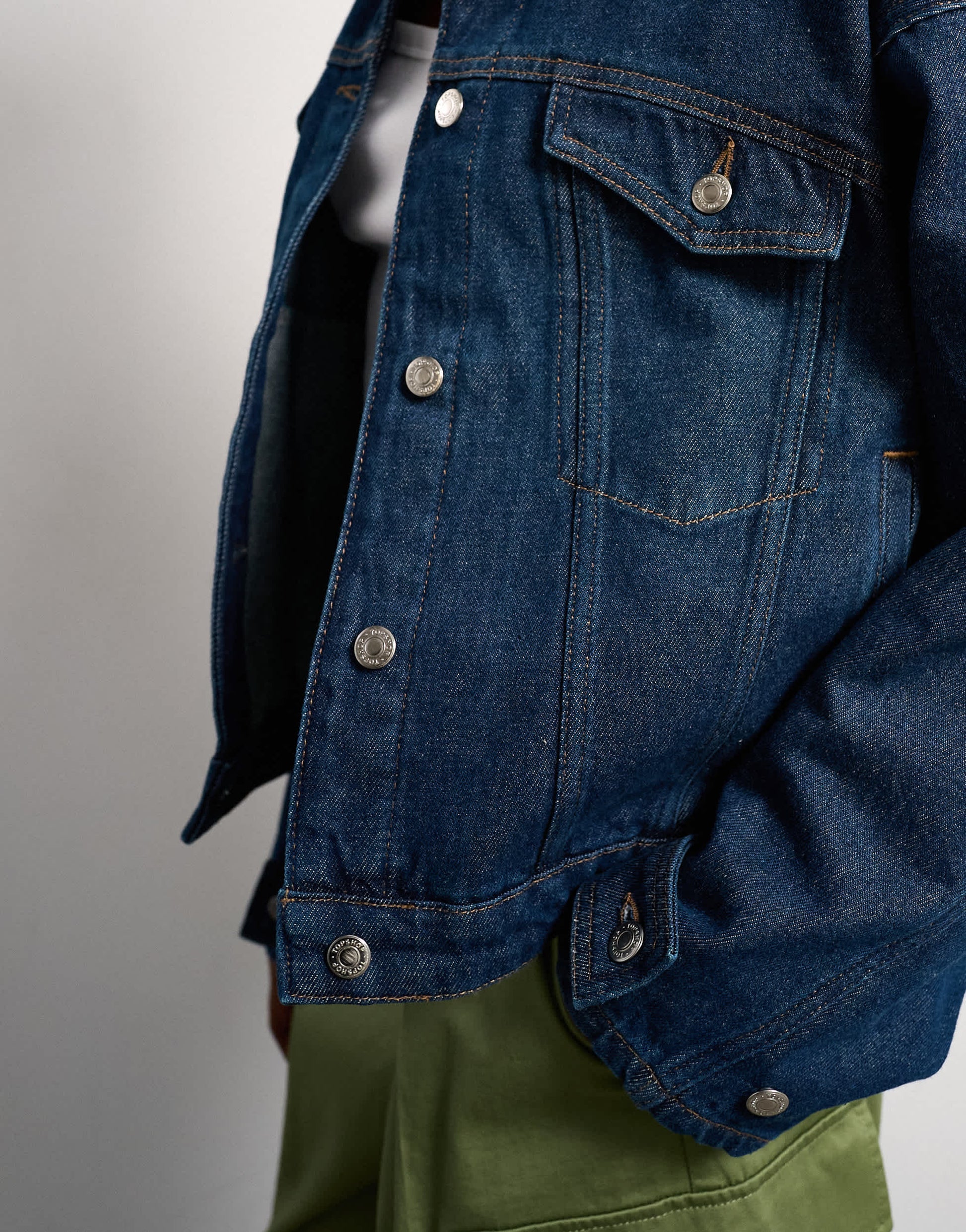 Topshop denim balloon jacket in indigo rinse