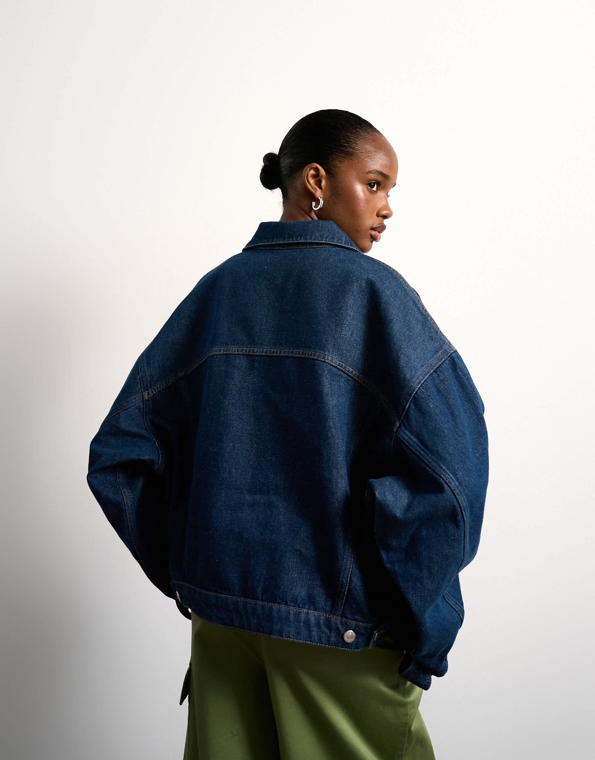 Topshop denim balloon jacket in indigo rinse