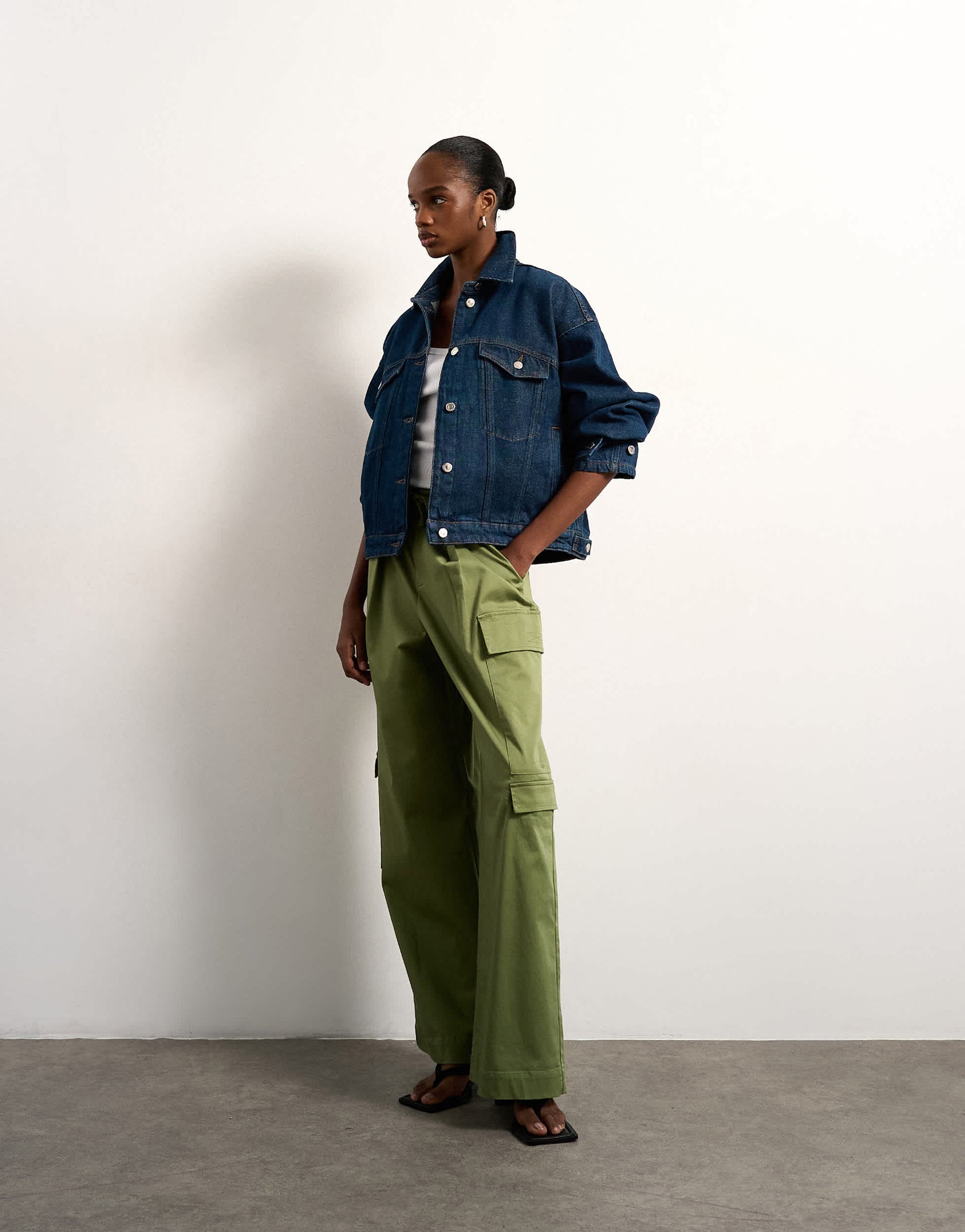 Topshop denim balloon jacket in indigo rinse