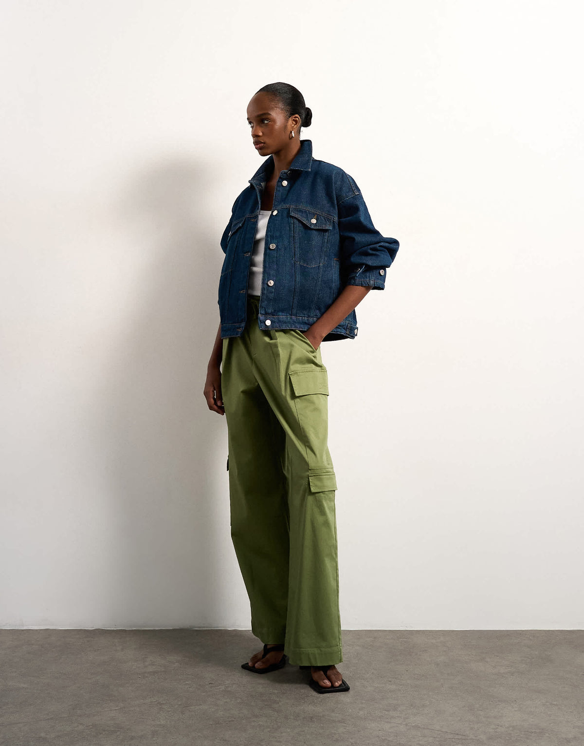 Topshop denim balloon jacket in indigo rinse