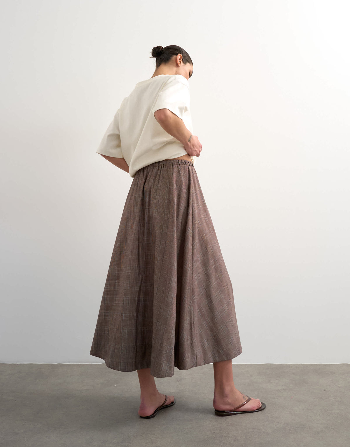 Topshop co ord check tie waist pleated maxi skirt in brown