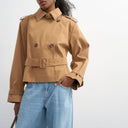 Topshop cropped funnel neck trench in camel