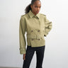 Topshop cropped funnel neck trench in khaki