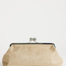 Topshop Annie medium suedette weave clutch in taupe