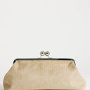 Topshop Annie medium suedette weave clutch in taupe