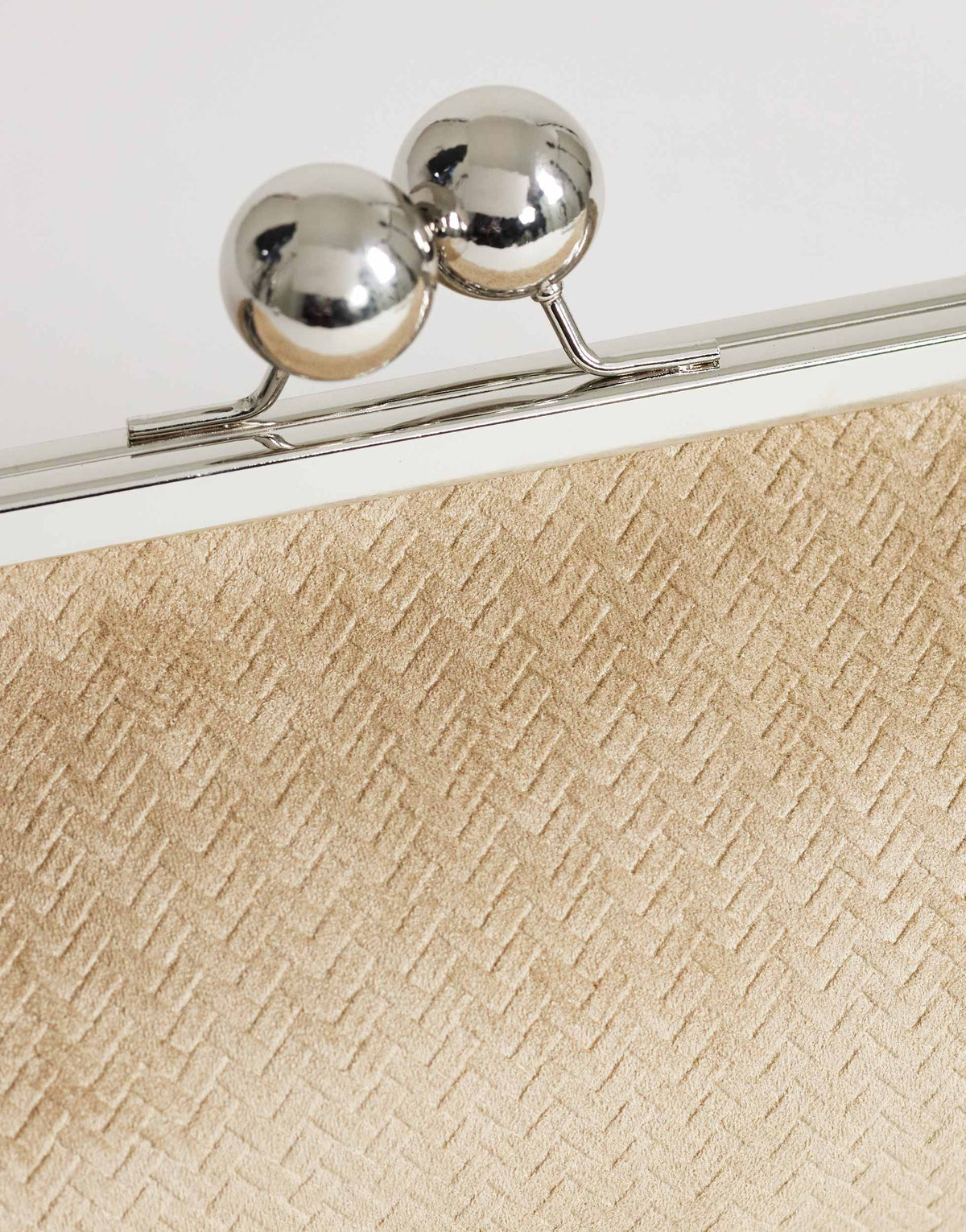 Topshop Annie medium suedette weave clutch in taupe