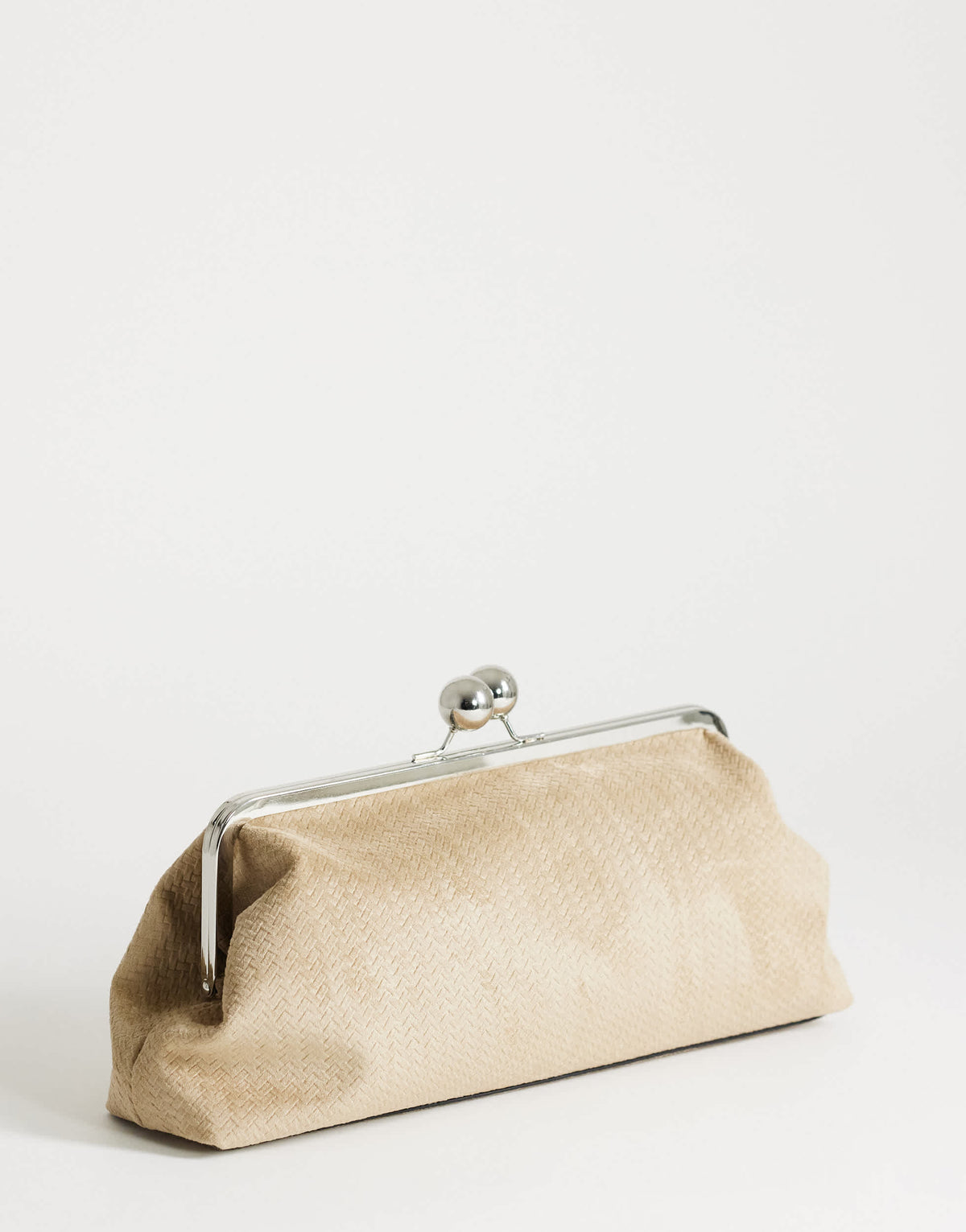 Topshop Annie medium suedette weave clutch in taupe