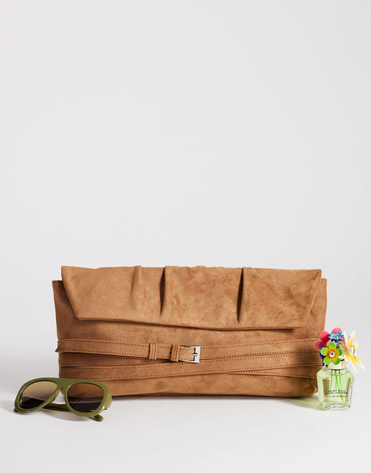 Topshop Meadow oversized strap clutch in tan