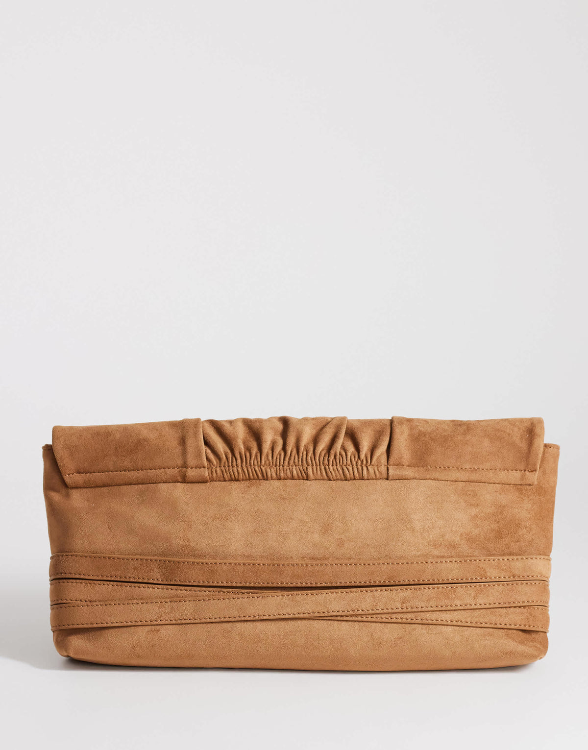 Topshop Meadow oversized strap clutch in tan