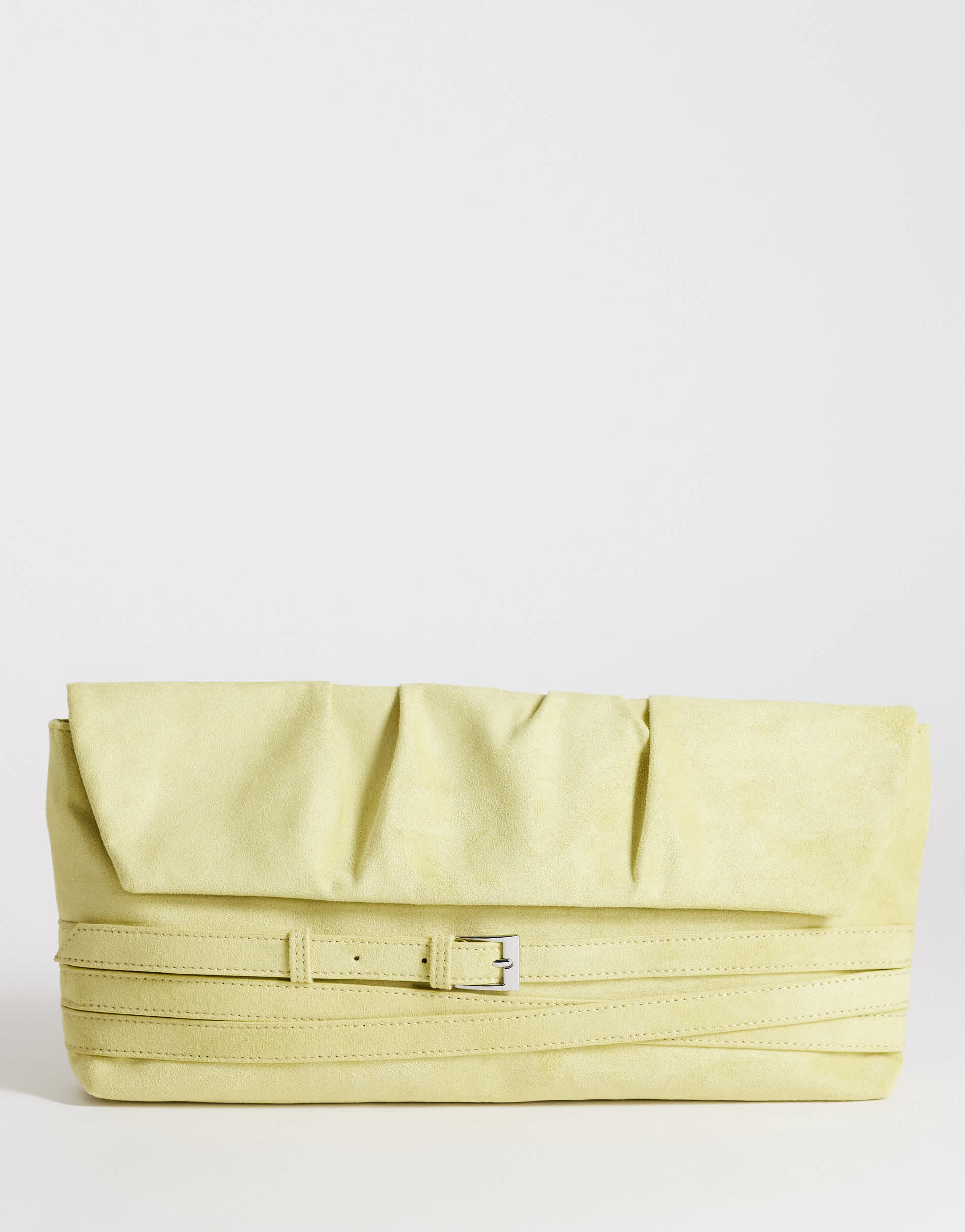 Topshop Meadow oversized strap clutch in chartreuse