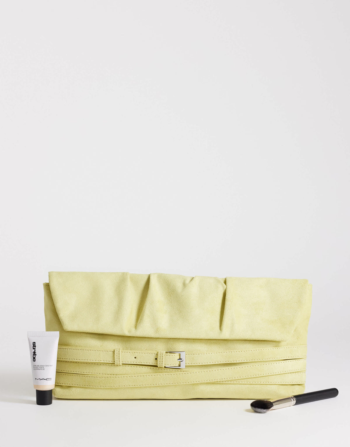 Topshop Meadow oversized strap clutch in chartreuse