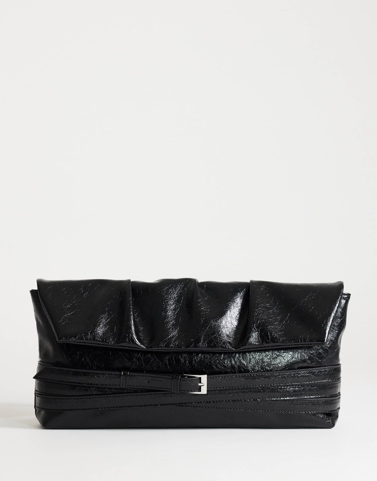 Topshop Meadow strap clutch in black faux suede