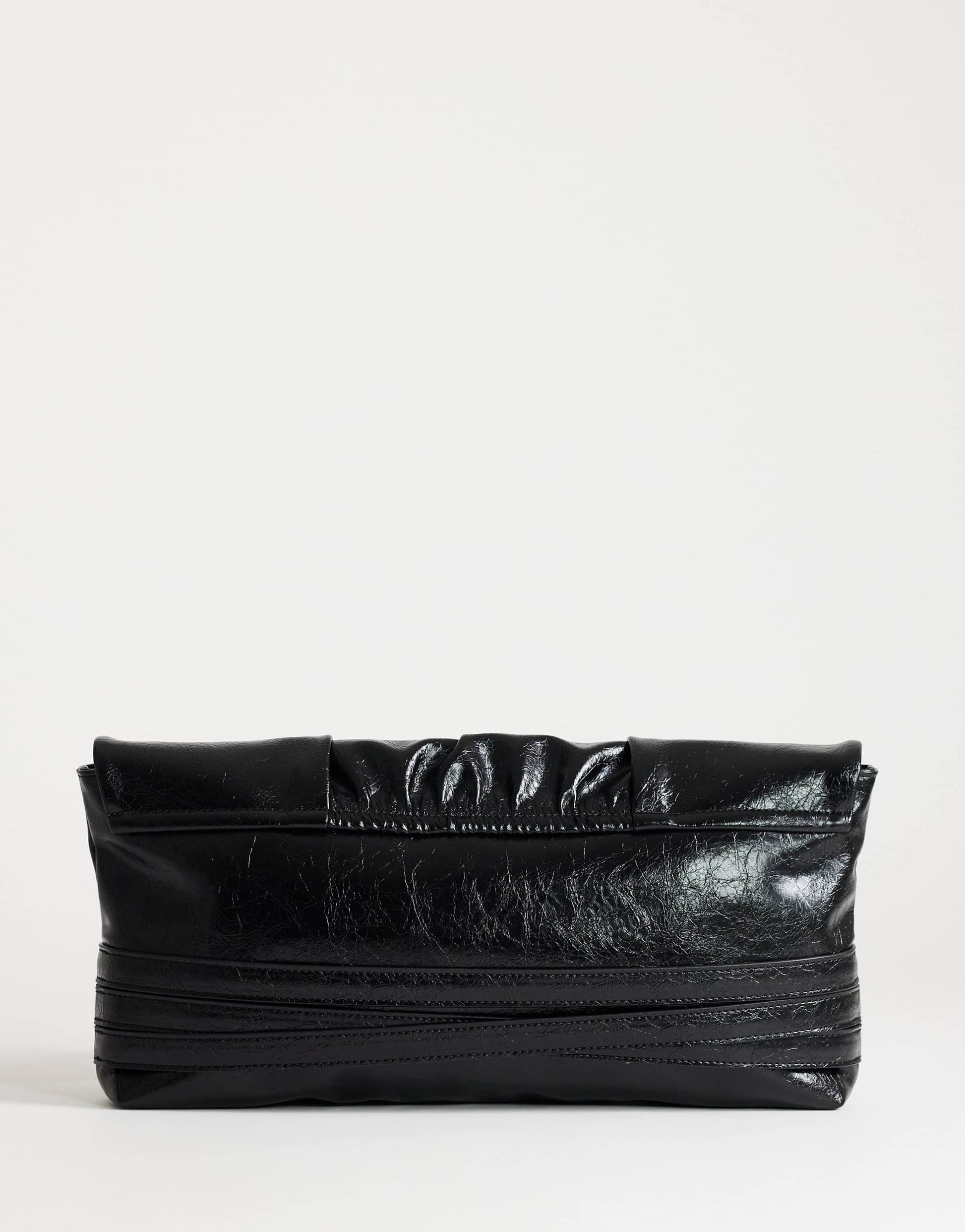 Topshop Meadow strap clutch in black faux suede