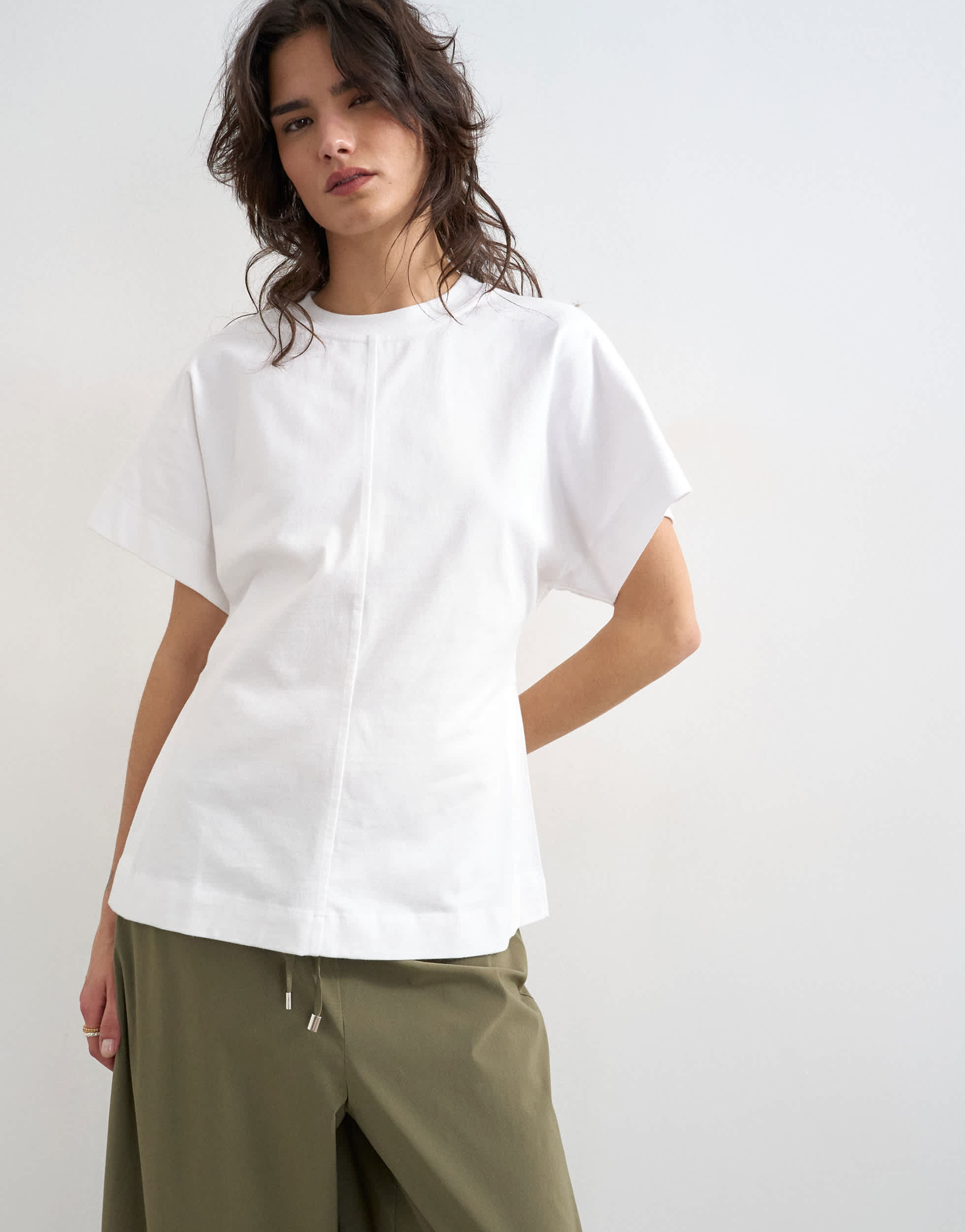 Topshop split side tee in white