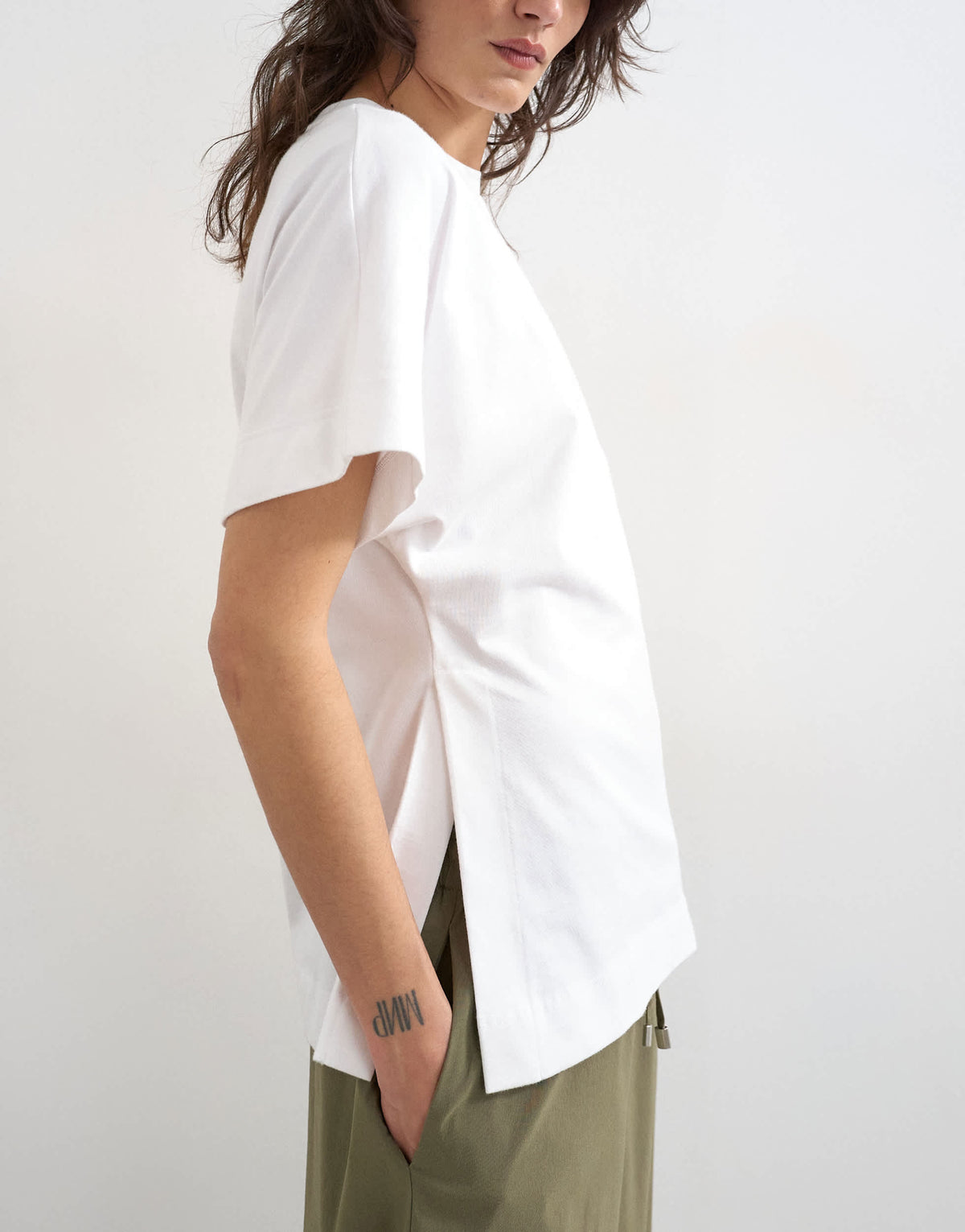 Topshop split side tee in white