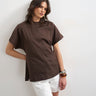 Topshop split side tee in dark chocolate
