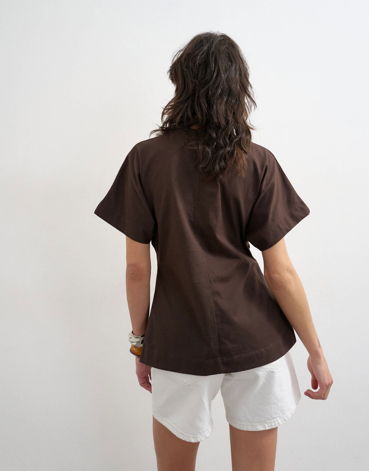 Topshop split side tee in dark chocolate