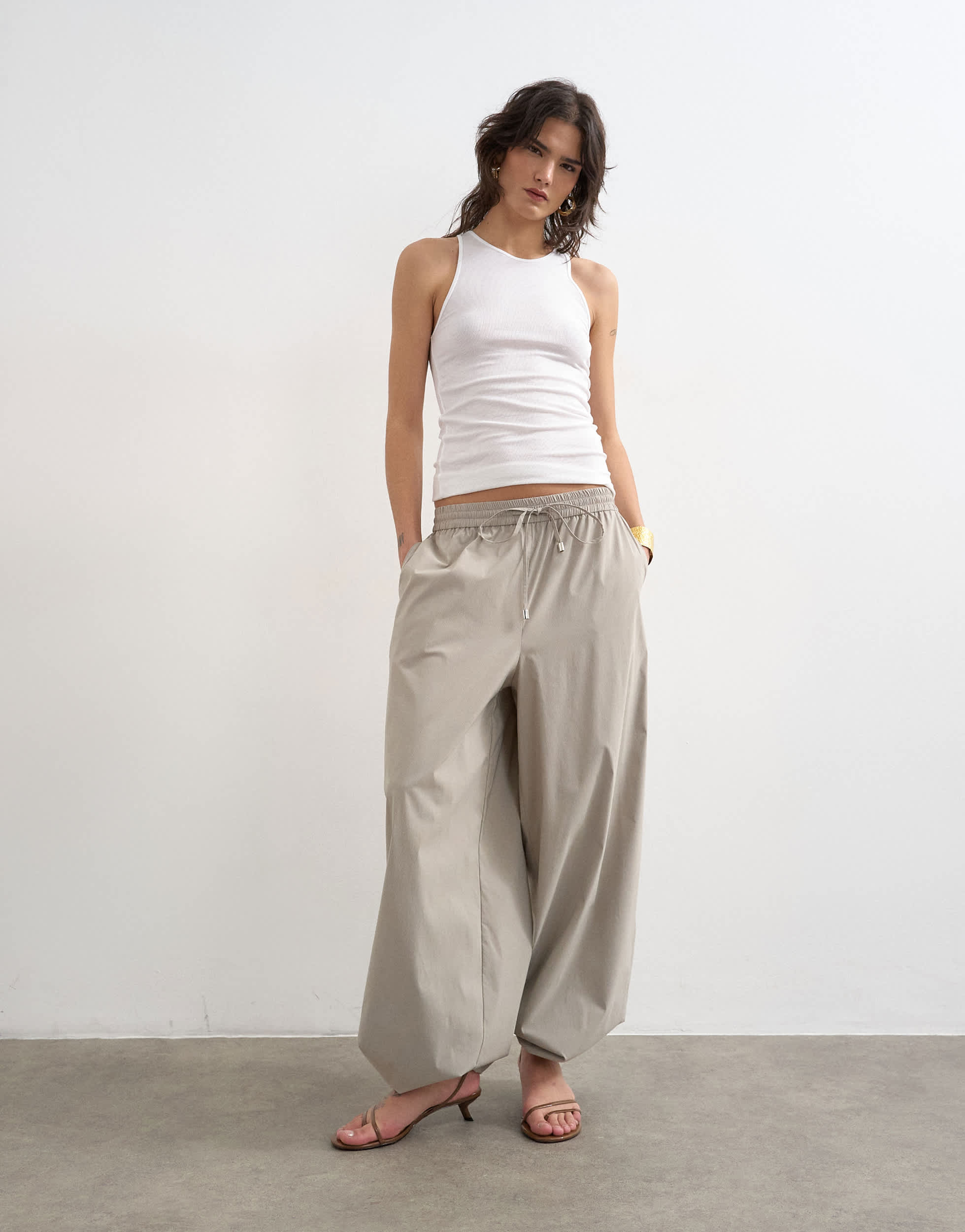 Topshop premium lyocell blend soft rib racer vest in white