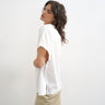 Topshop Hybrid-T-Shirt mit gebundenen Ärmeln in Weiß