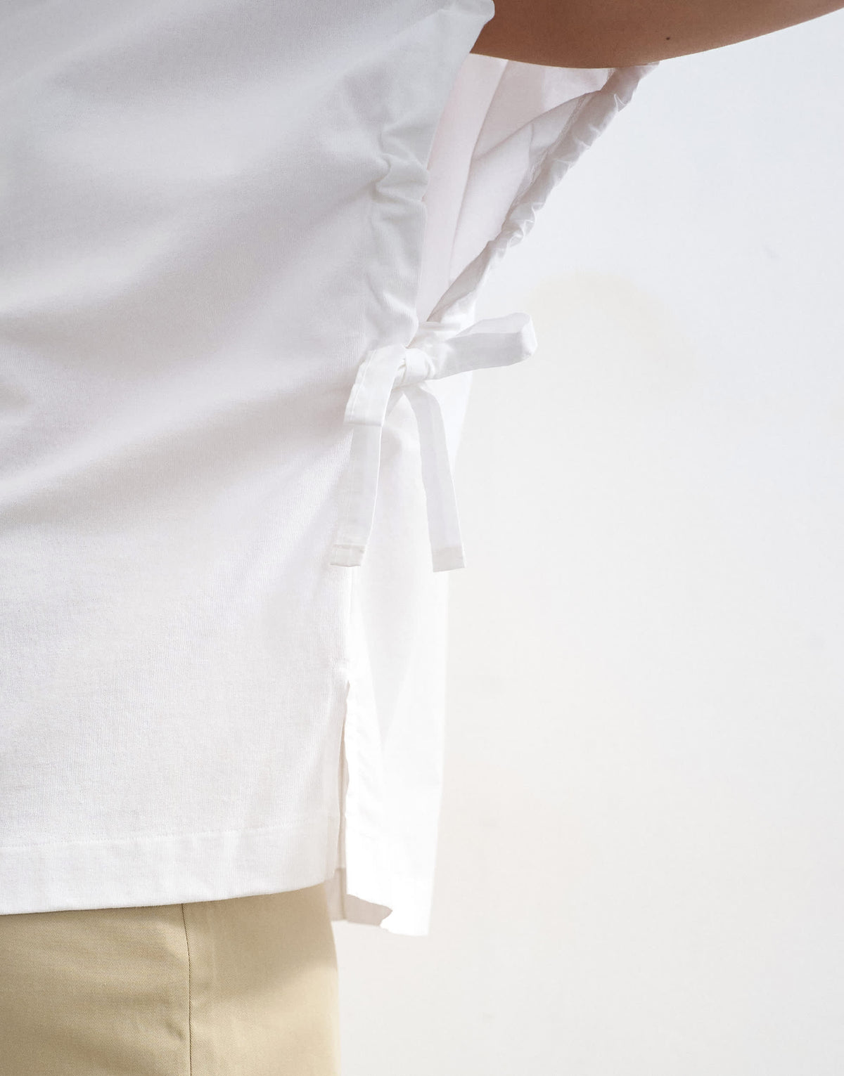 Topshop hybrid tie sleeve tee in white
