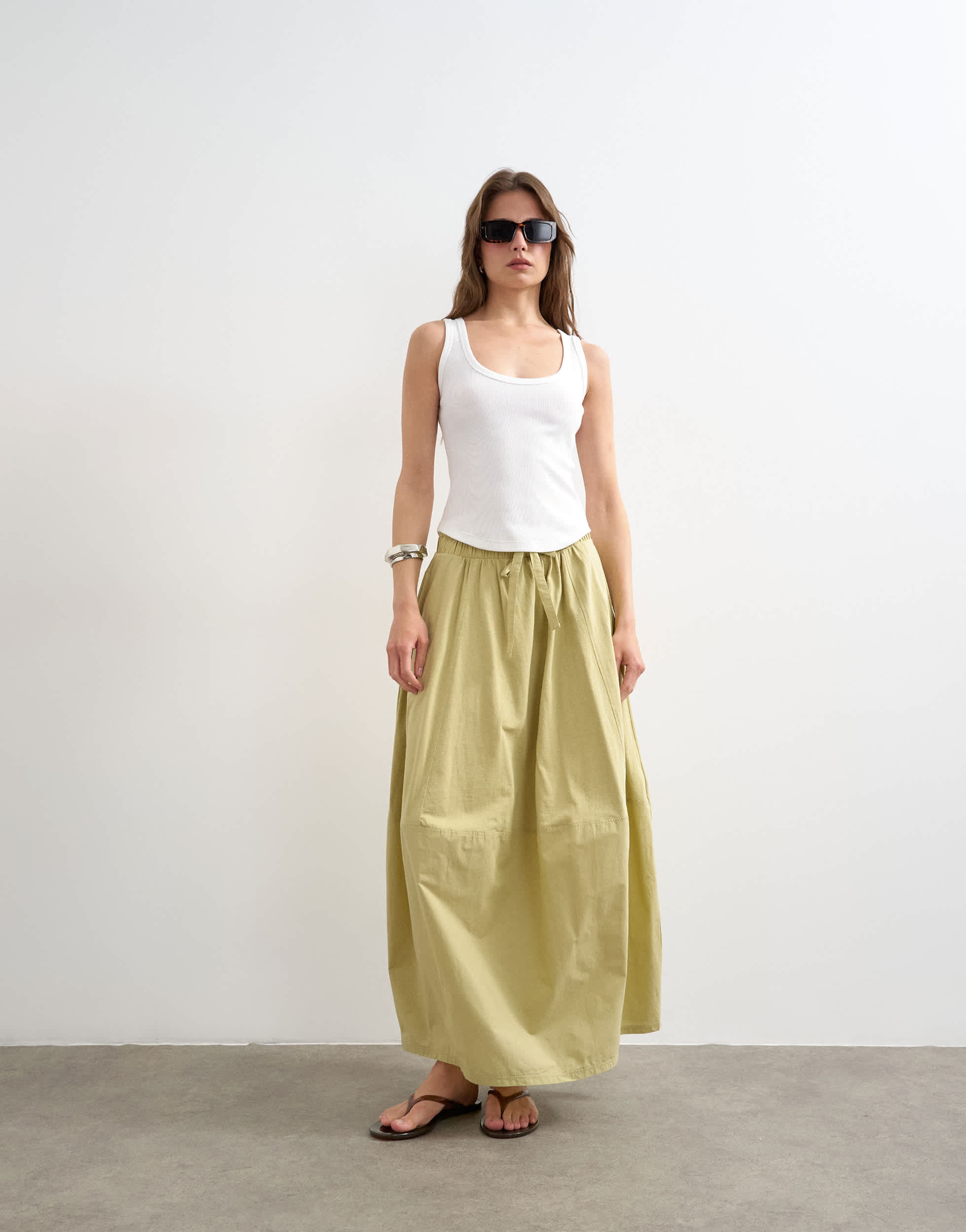 Topshop hybrid balloon maxi skirt in green