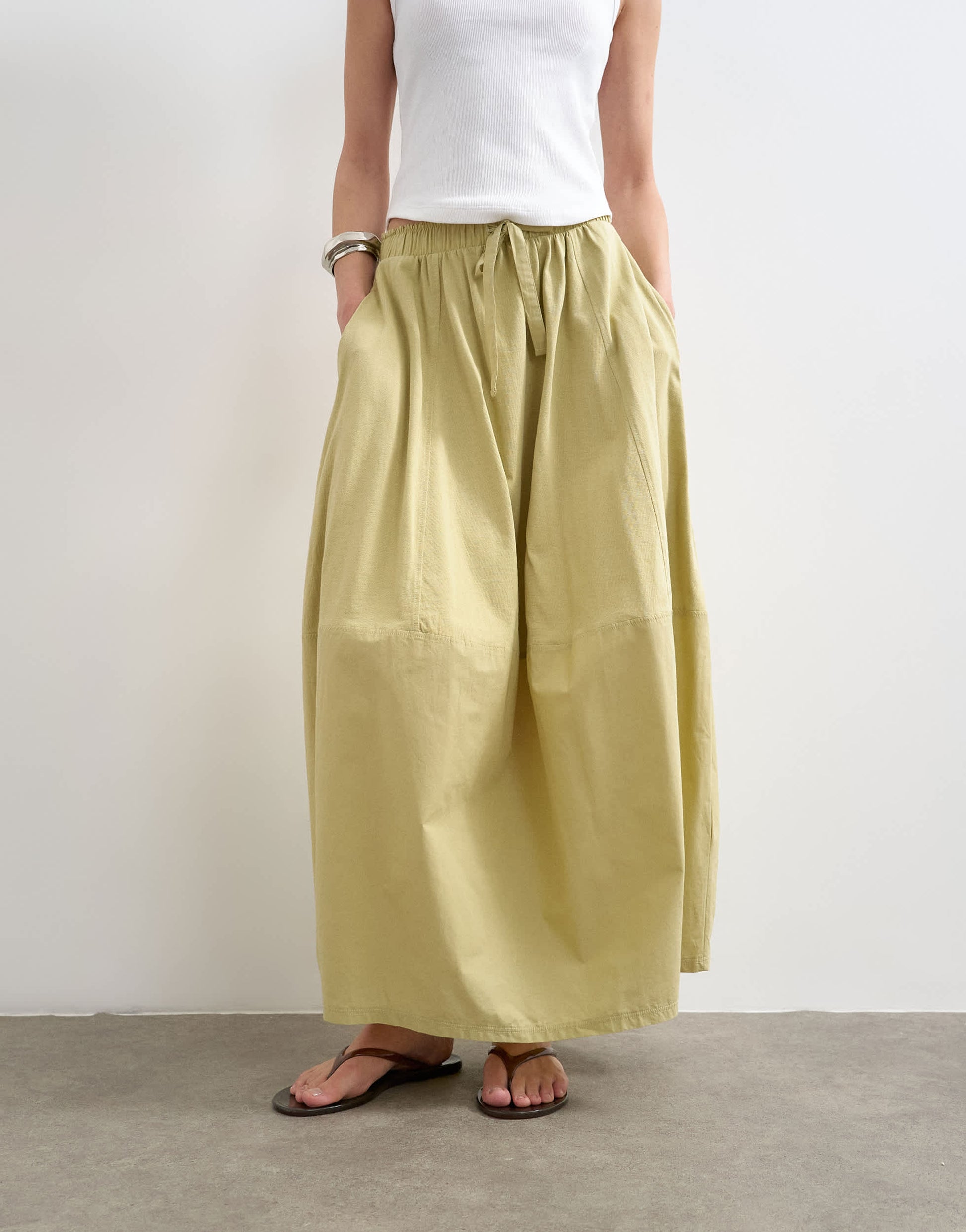 Topshop hybrid balloon maxi skirt in green