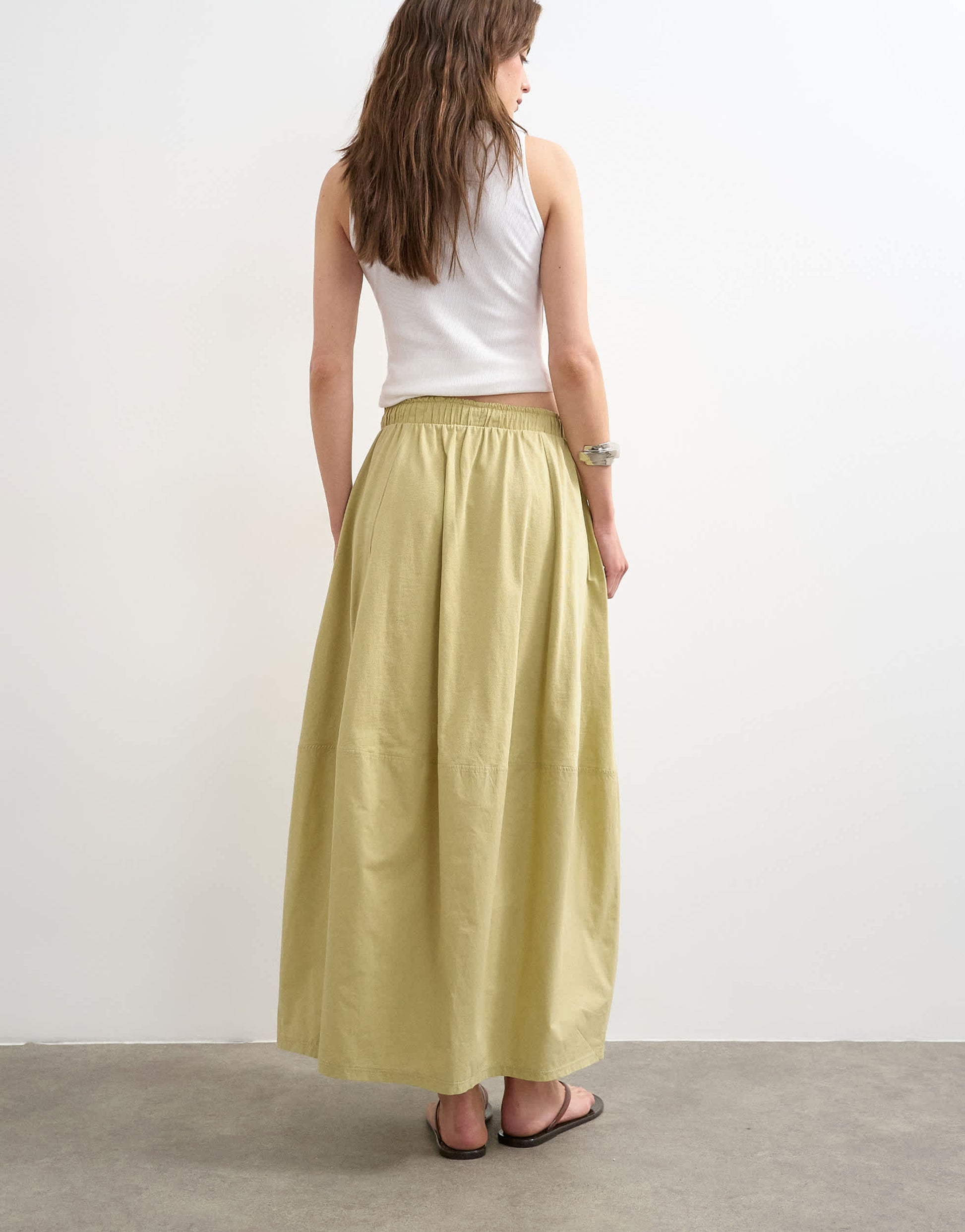 Topshop hybrid balloon maxi skirt in green