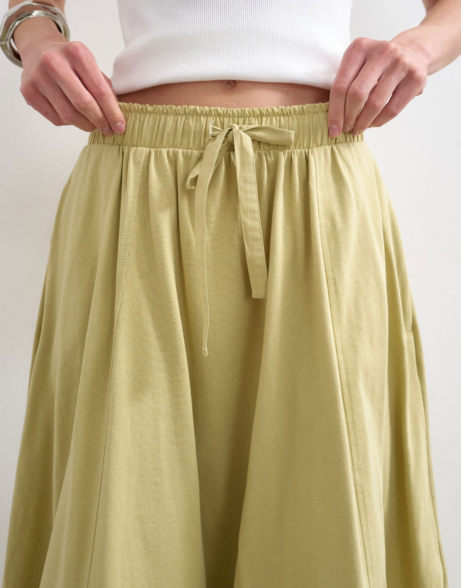 Topshop hybrid balloon maxi skirt in green