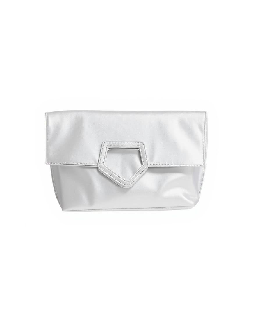 Topshop Gregry oversized folded clutch bag in silver