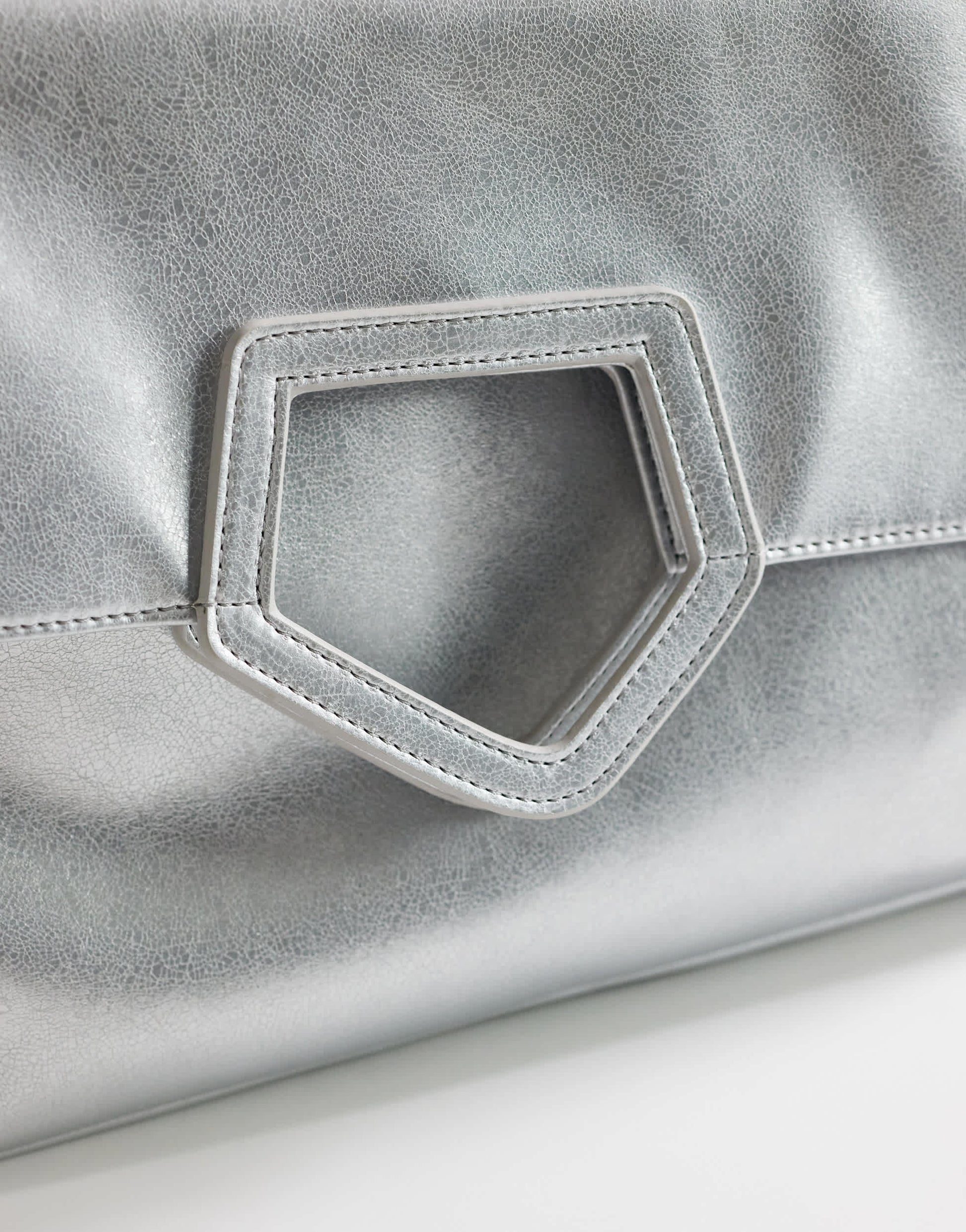 Topshop Gregry oversized folded clutch bag in silver