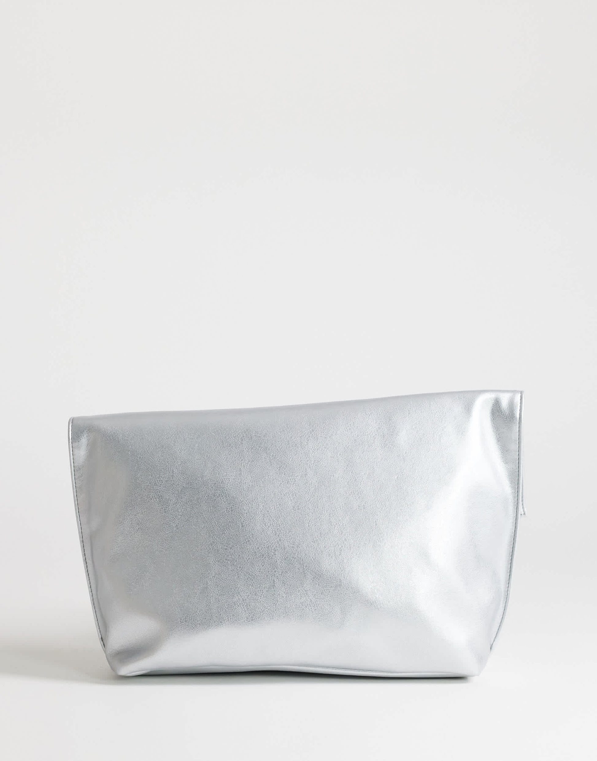 Topshop Gregry oversized folded clutch bag in silver